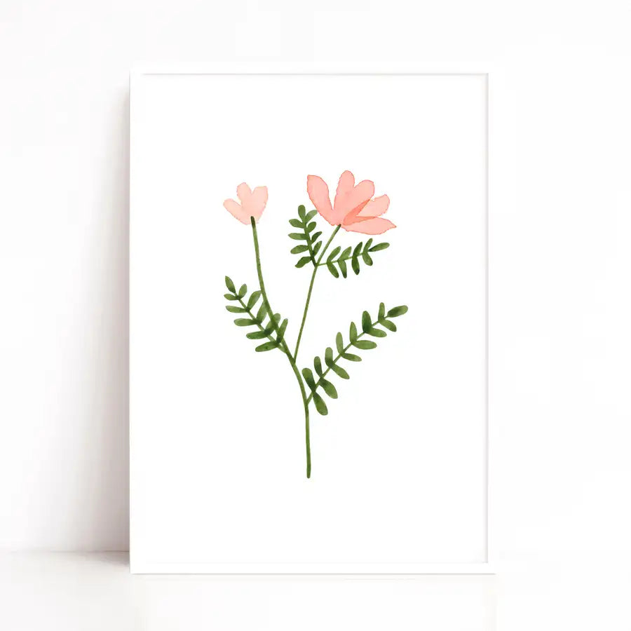 pink flower stem art print