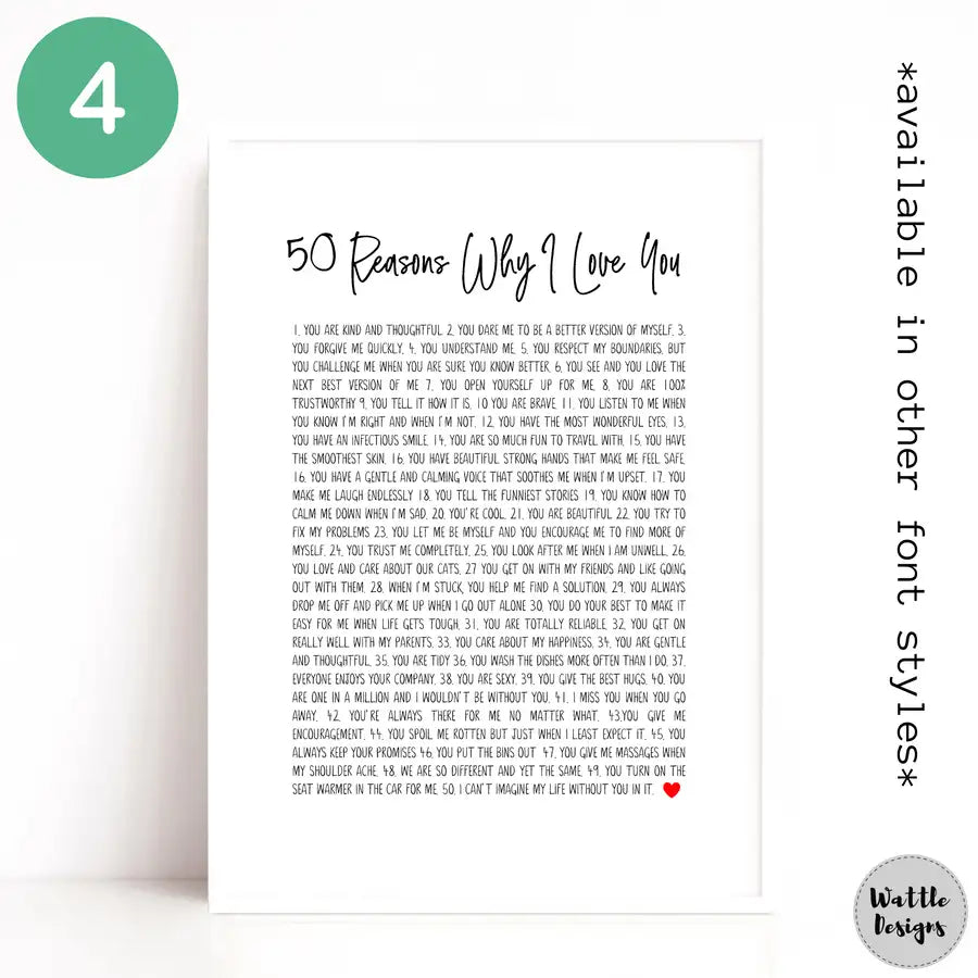 Reasons Why We Love You | 40th Birthday Gift | Any Milestone Birthday - Wattle Designs