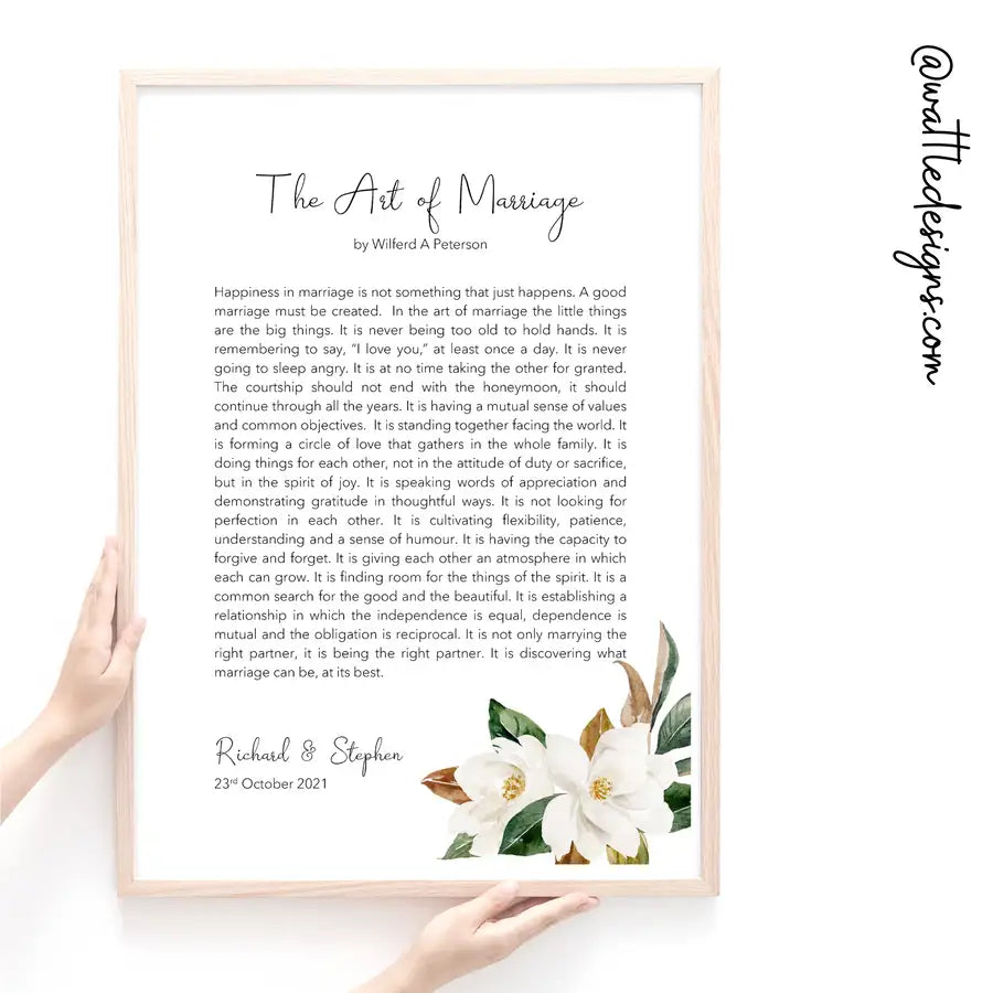 the art of marriage personalised print