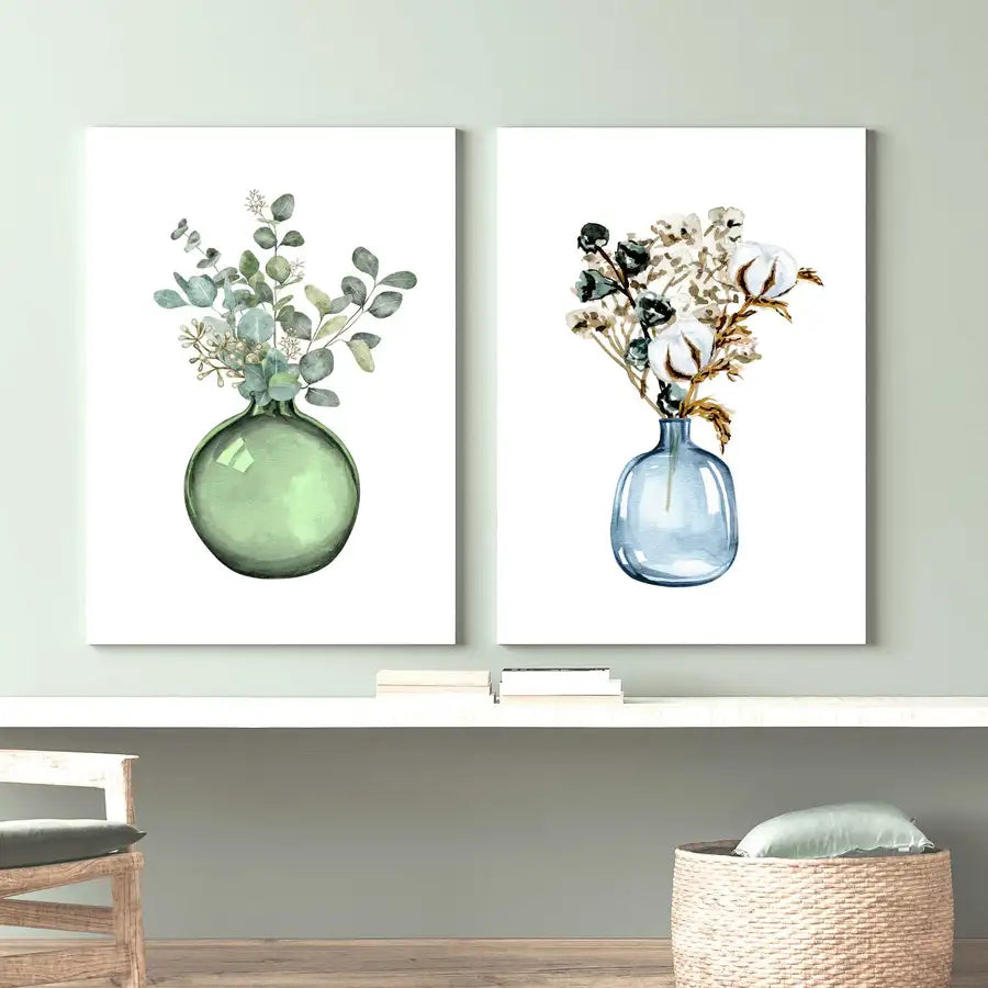 pair of floral art prints by wattle designs