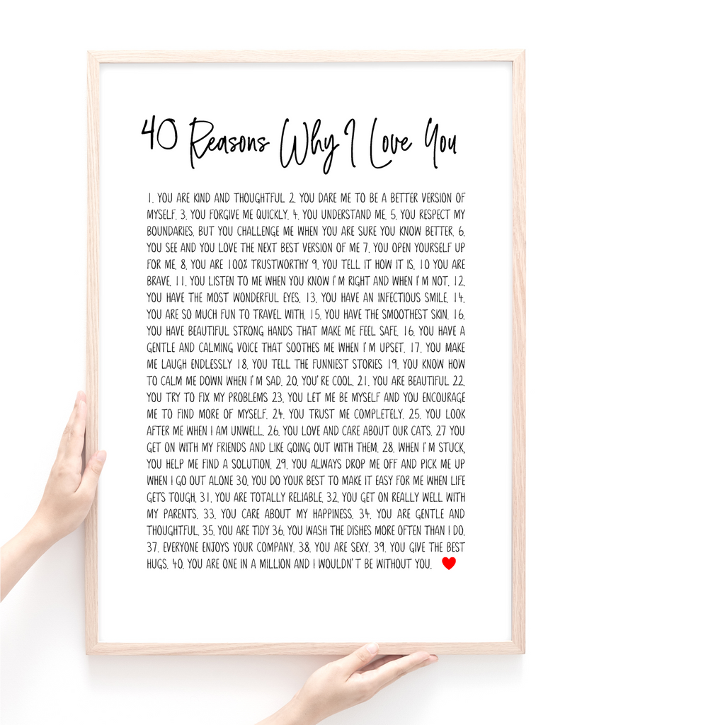 40 reasons why I love you print