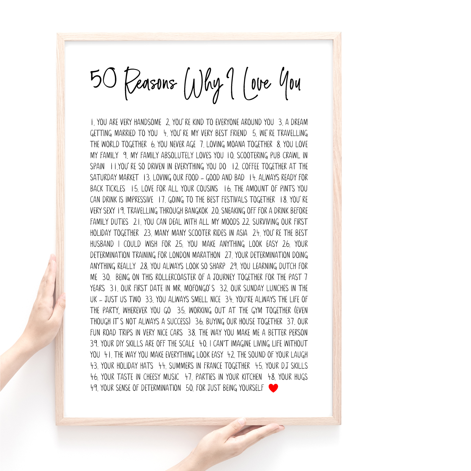 50 Reasons Why We Love You | 50th Birthday Print | Any Milestone Birthday