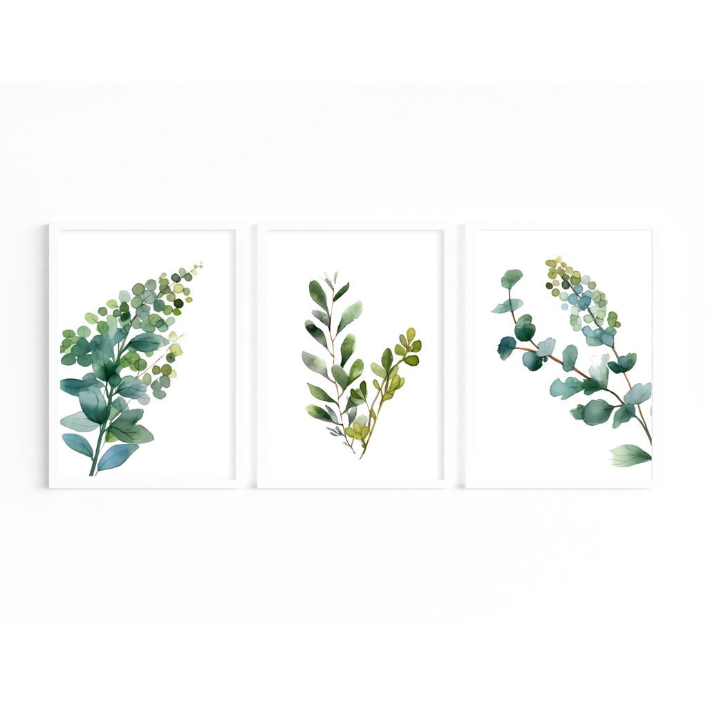 set of 3 green foliage art prints by Wattle Designs