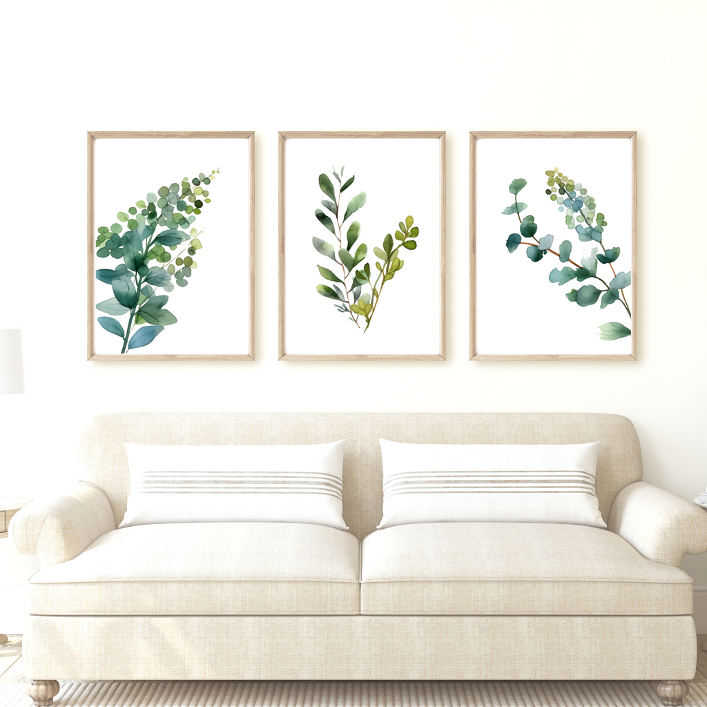 set of 3 green living room prints by Wattle Designs
