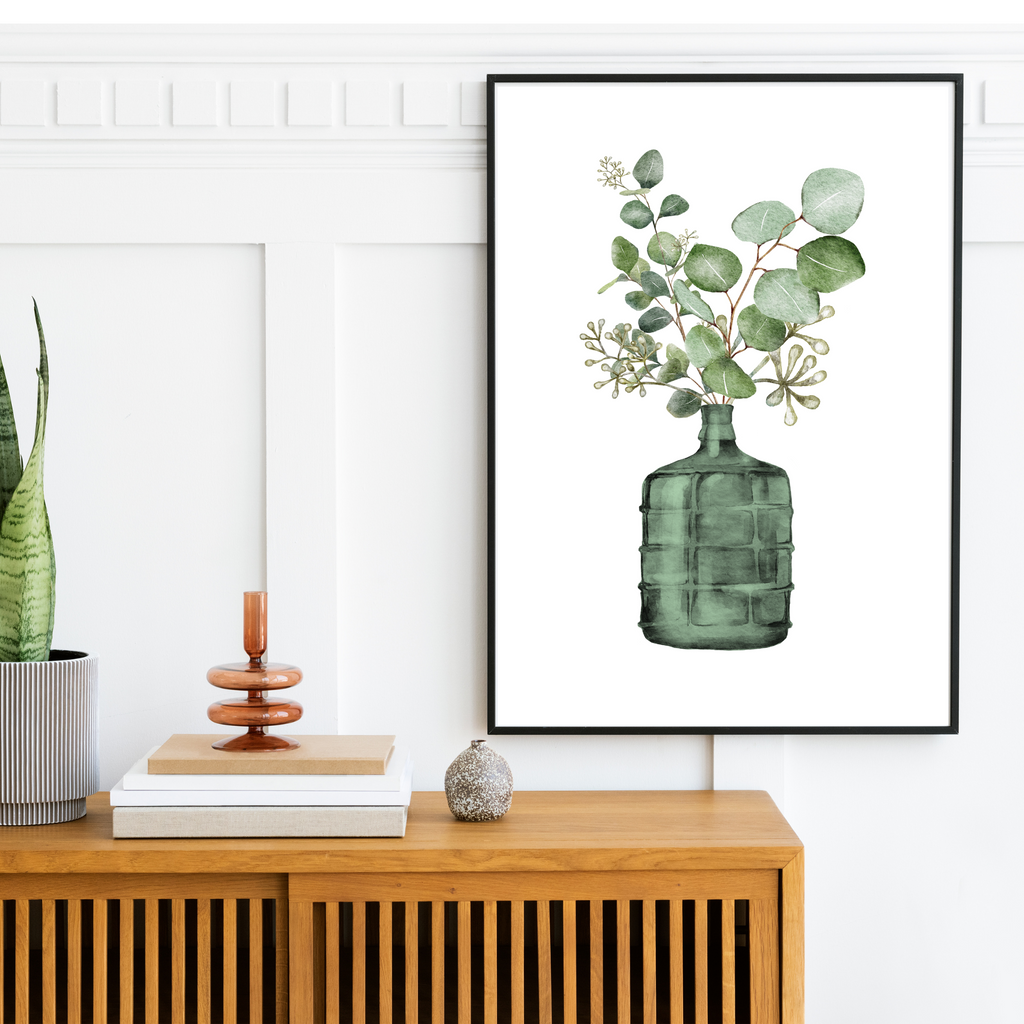 Framed eucalyptus leaf art print by Wattle Designs