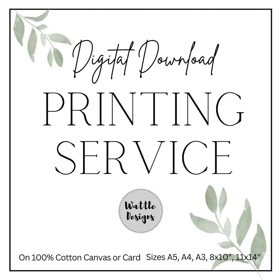 Printing Service for Digital Download | Poster Printing A5 A4 A3 - Wattle Designs