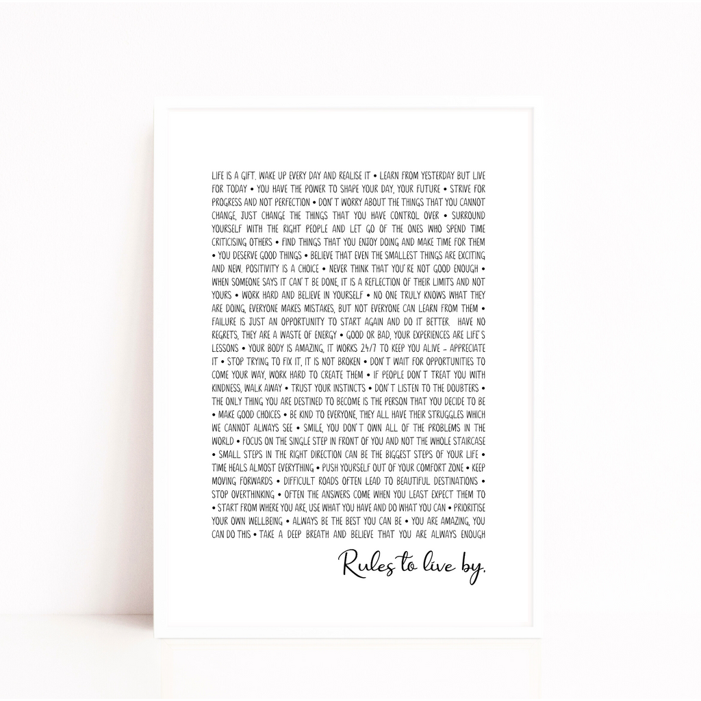 Rules to live by poster print