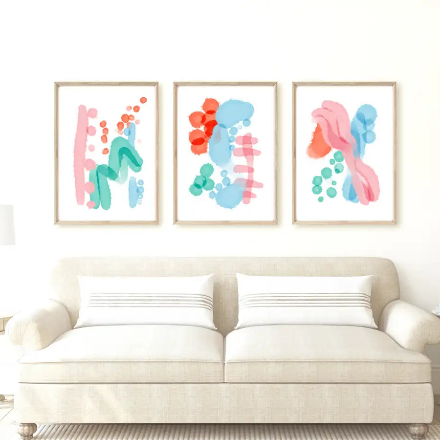 colourful abstract living room wall art prints