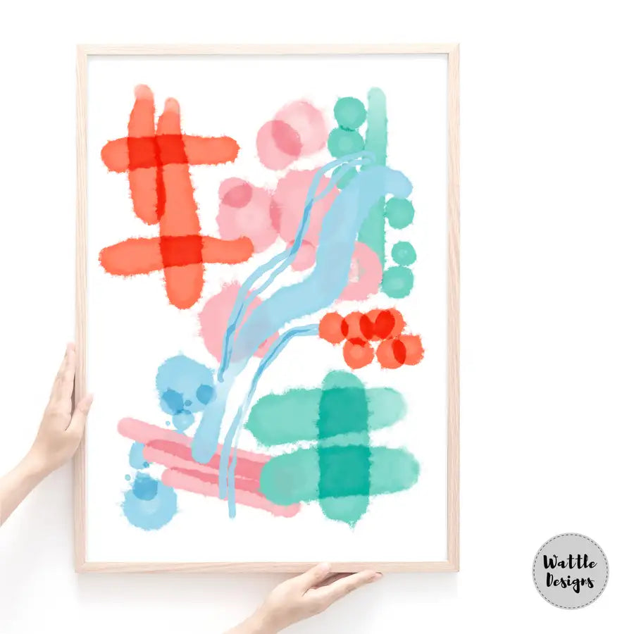 abstract pastel coloured art print