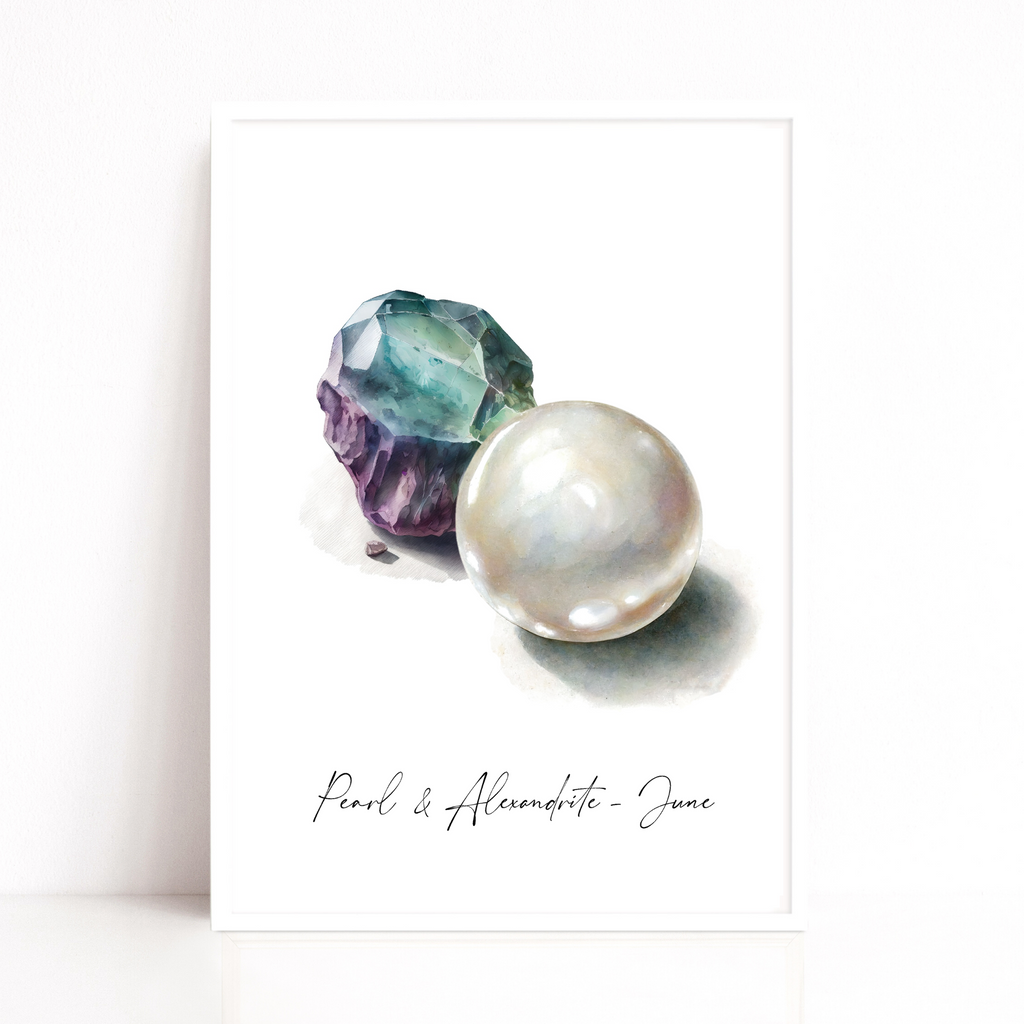 birthstone print pearl alexandrite