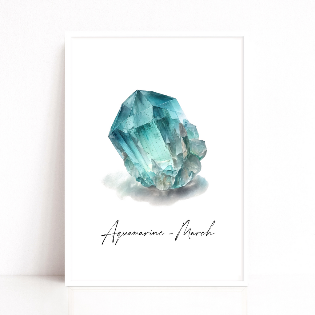 birthstone print aquamarine