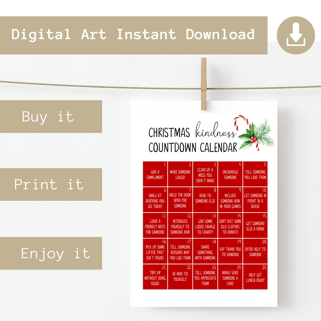 printable Christmas advent calendar by Wattle Designs