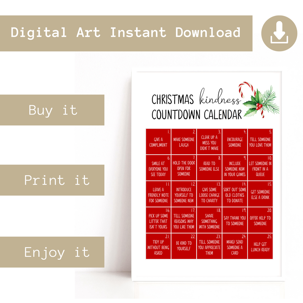 instant download Christmas advent calendar by Wattle Designs