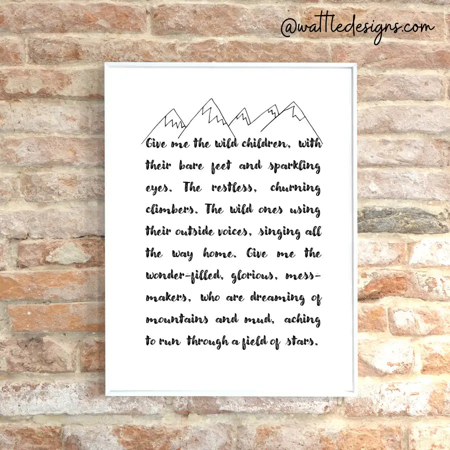 wild children quote with mountains