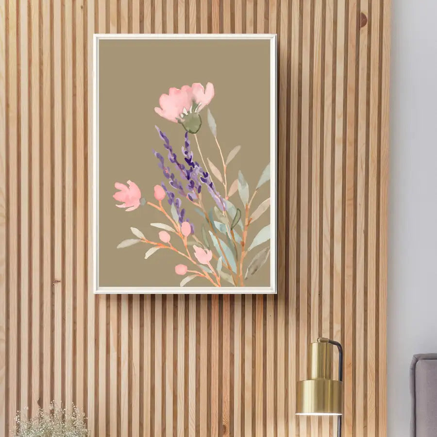 gold floral art print by Wattle Designs