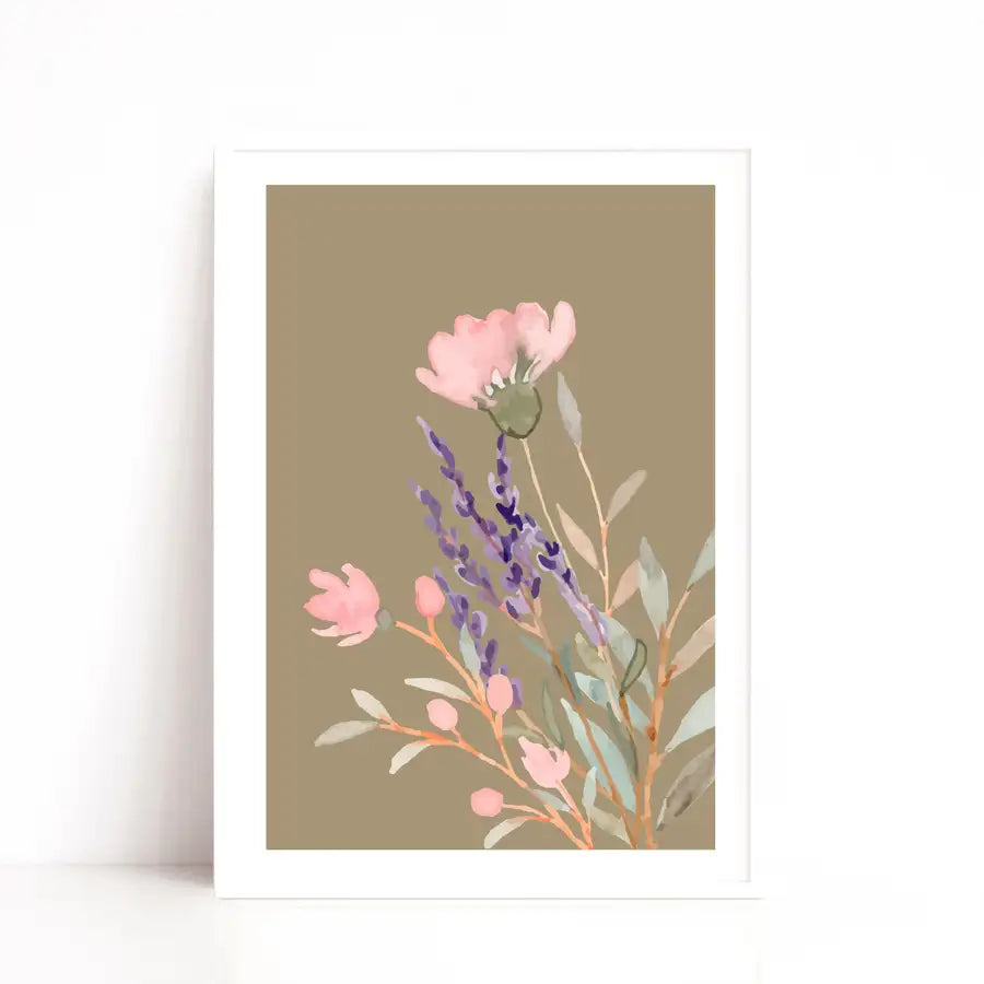 gold floral art print by Wattle Designs