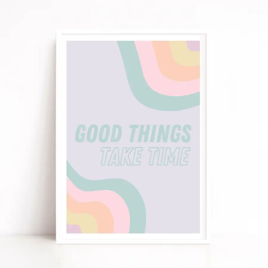 good things quote print in pastel purple colours
