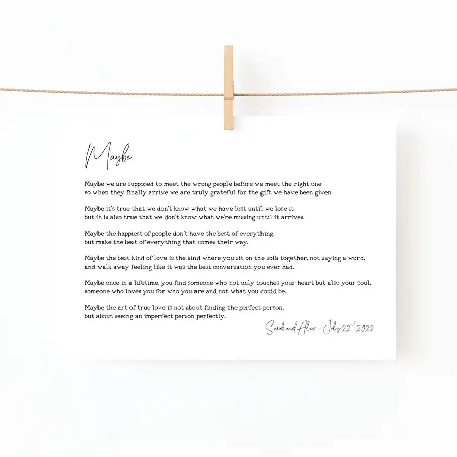 Maybe wedding poem personalised print