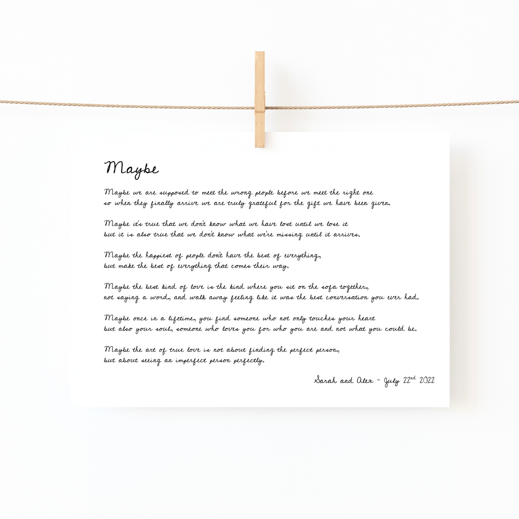 Custom poem print any poem printed by Wattle Designs