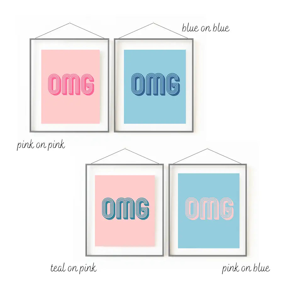 OMG print colour choices by Wattle Designs