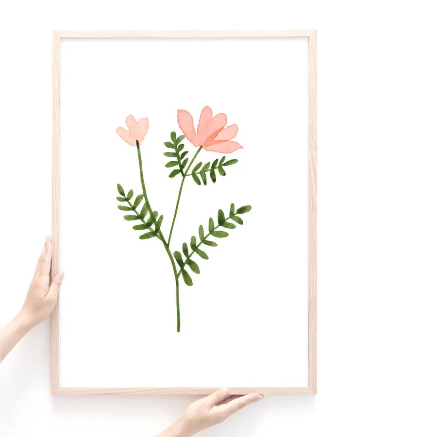 minimalist flower stem poster by Wattle Designs