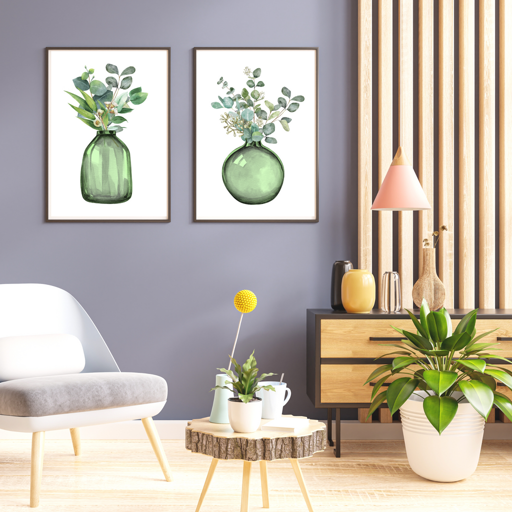 set of two natural themed watercolour art prints