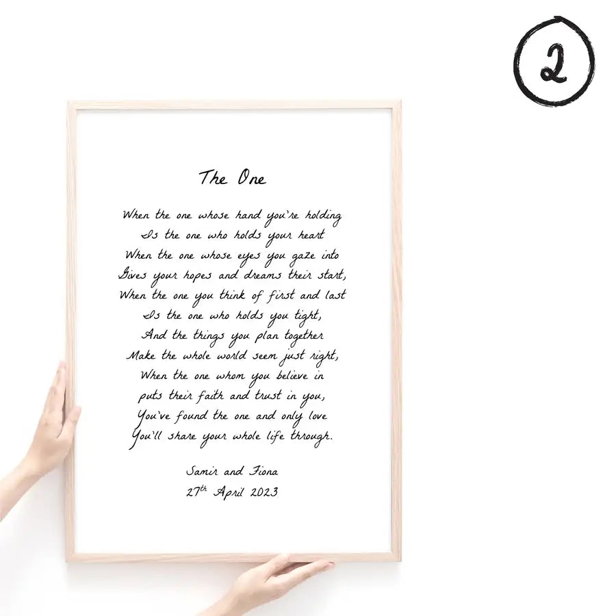 The One Poem Personalised Wedding Print Anniversary Gift - Wattle Designs