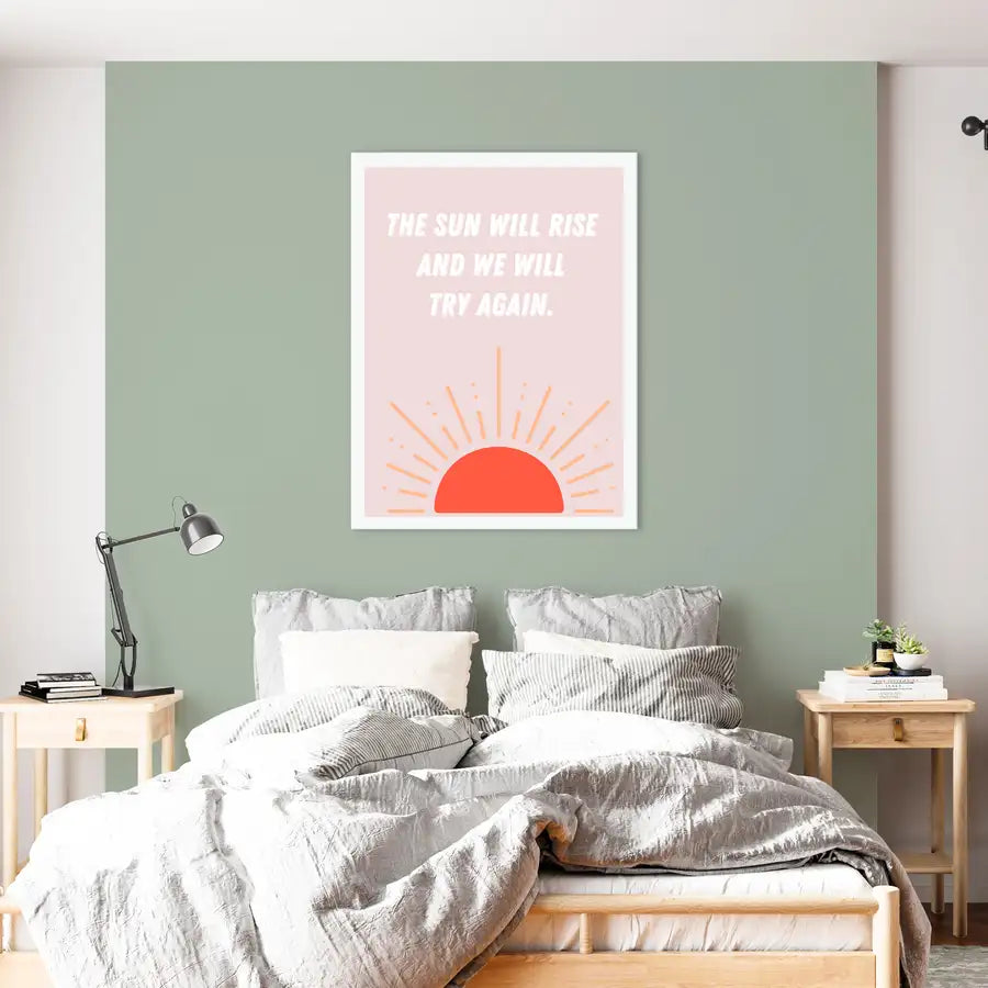 bedroom sunrise quote print by Wattle Designs