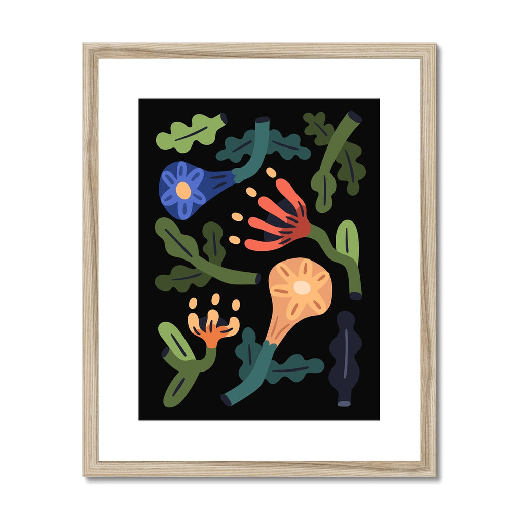 abstract kitchen print with oak frame