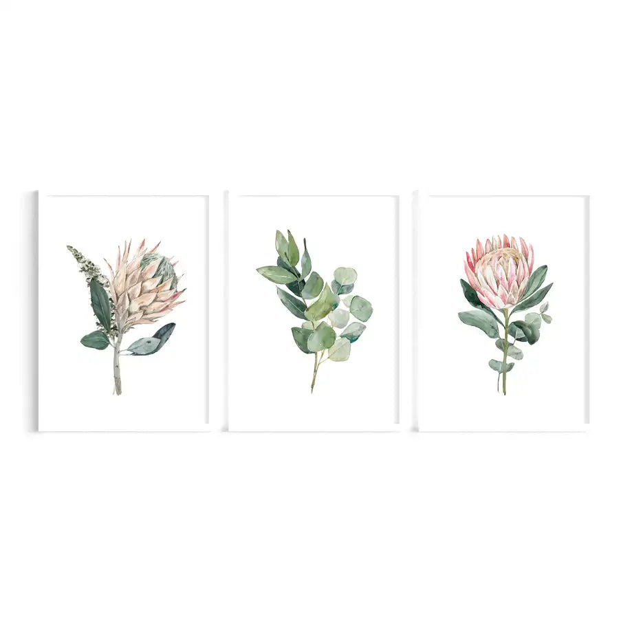 botanical set of 3 prints pastel pink prints