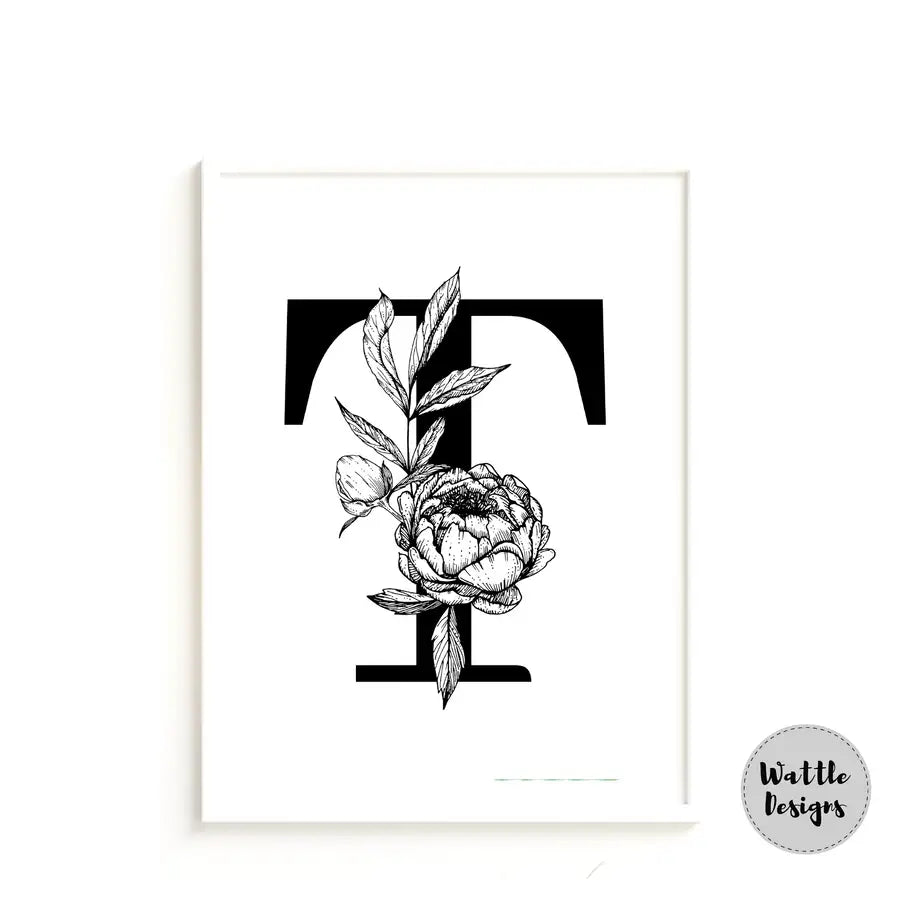 letter T art print which can be personalised