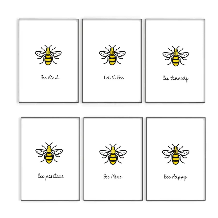 Bee Art Print, Manchester Bee Print, Personalised Bee Print Any Text - Wattle Designs