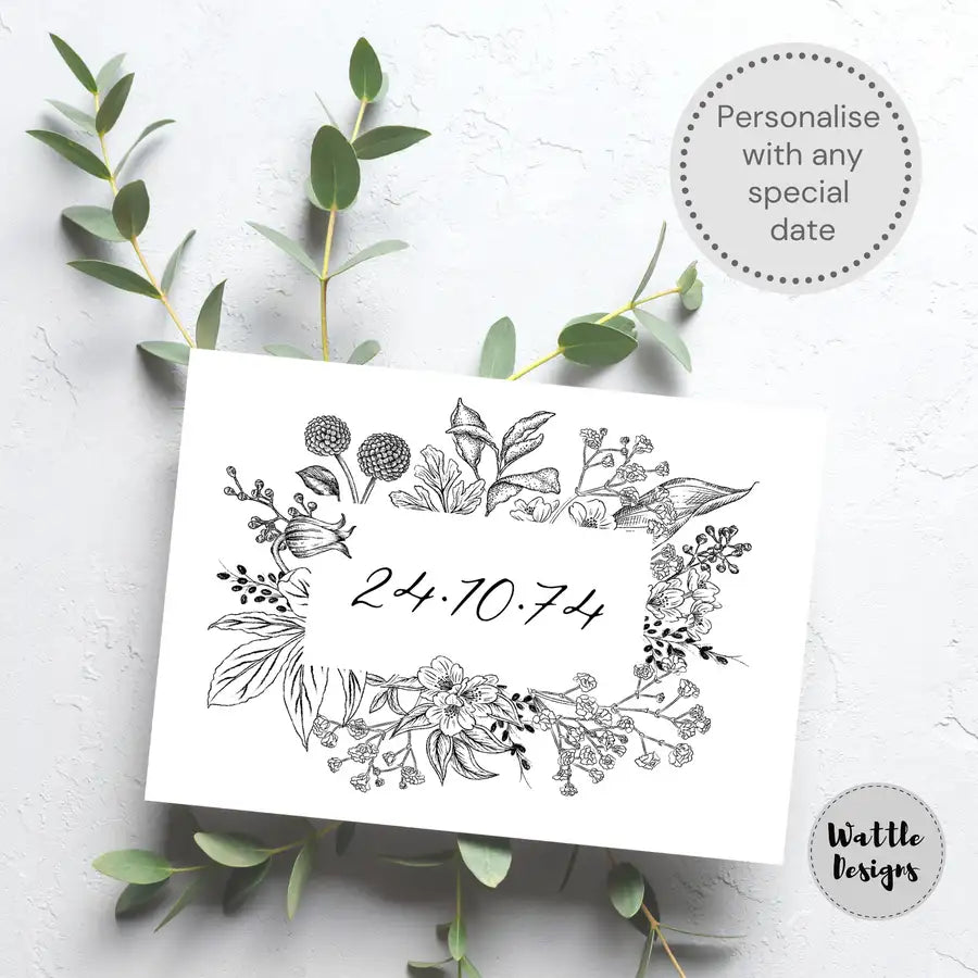 Personalised Special Date Greetings Card - Wattle Designs