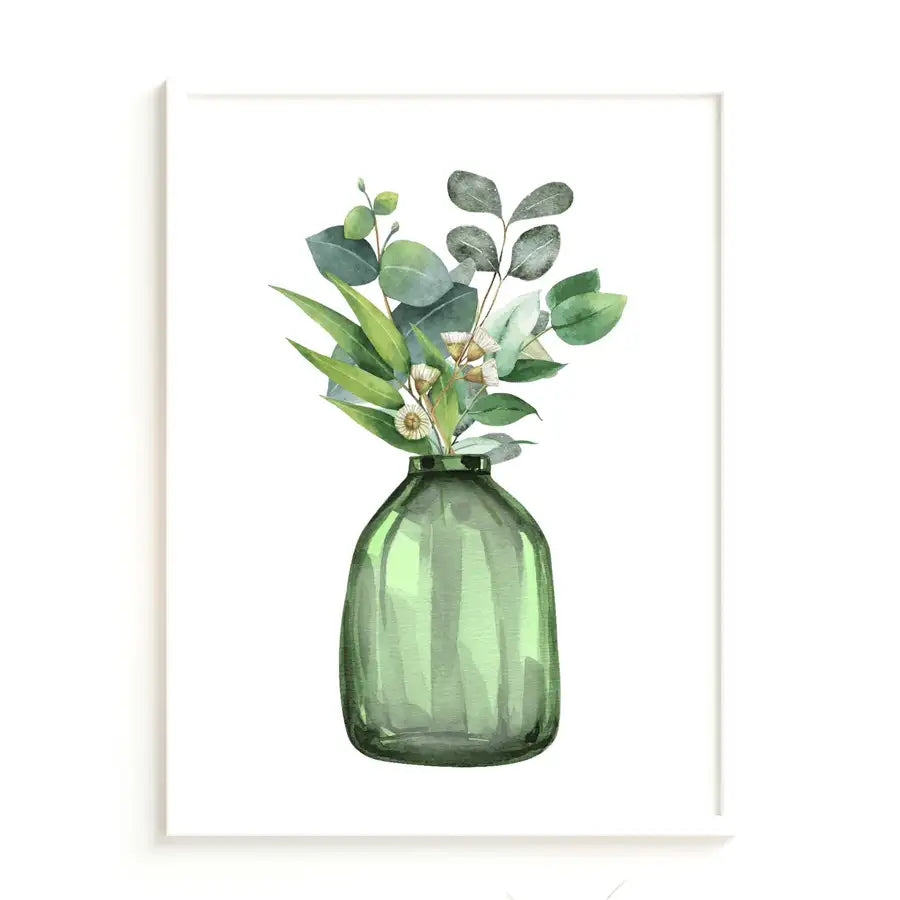 Green Vase Art Print by  Wattle Designs