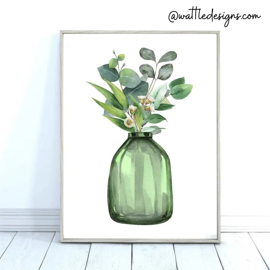 A4 Green Vase Art Print - Wattle Designs