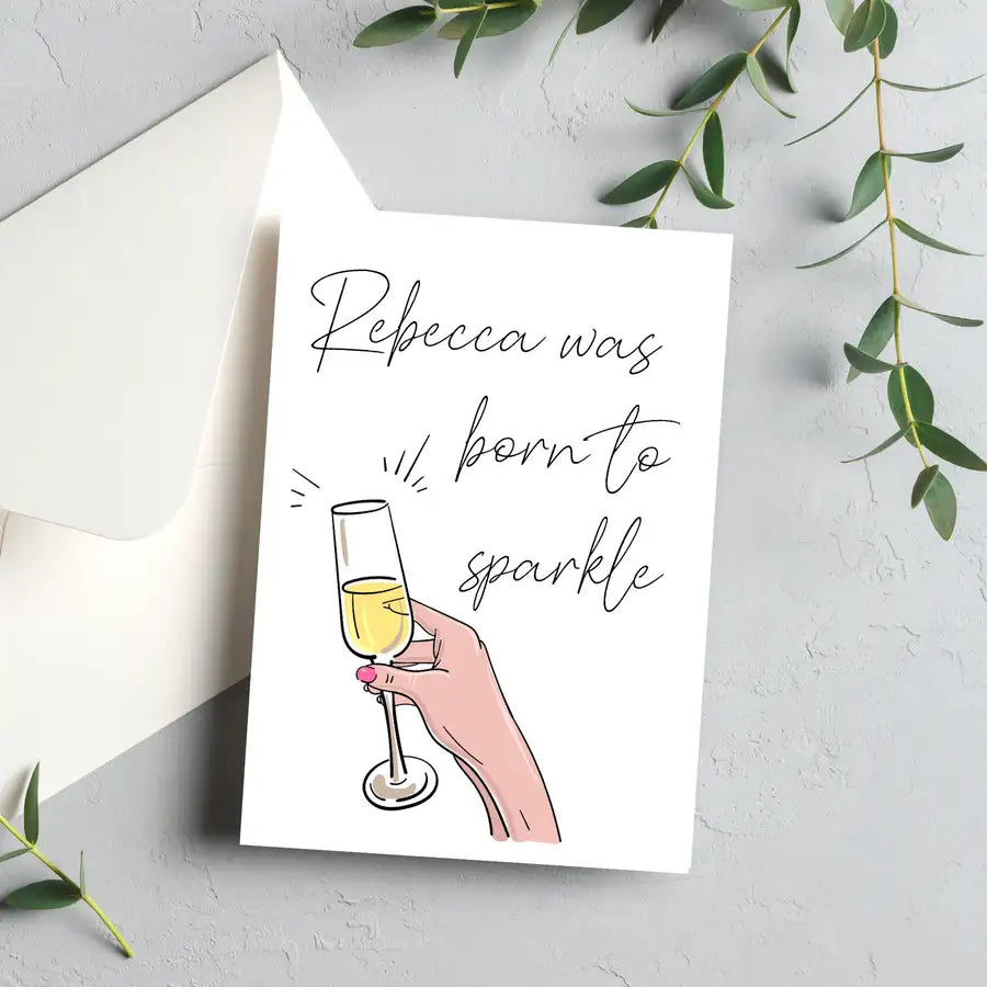 prosecco birthday card born to sparkle
