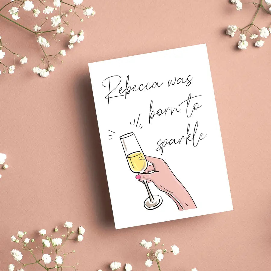 greetings card with prosecco glass