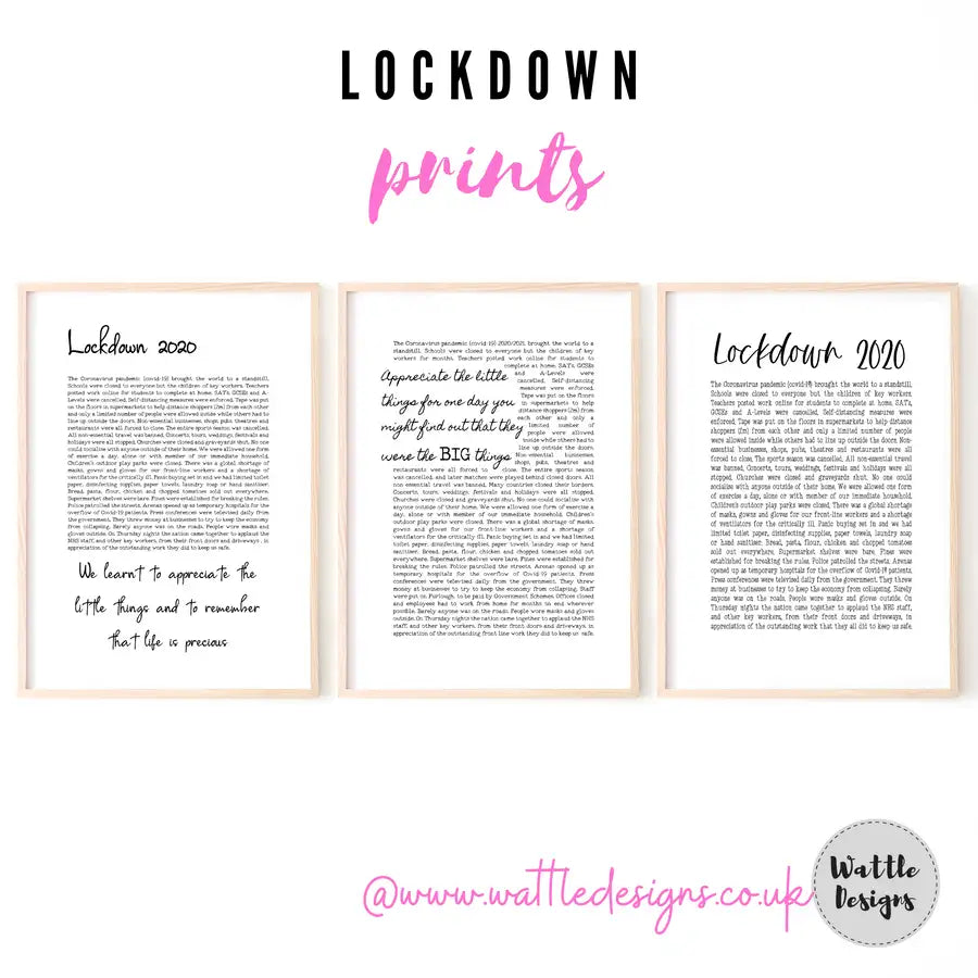 Lockdown Quote Print, Lockdown Keepsake, Coronavirus Print - Wattle Designs