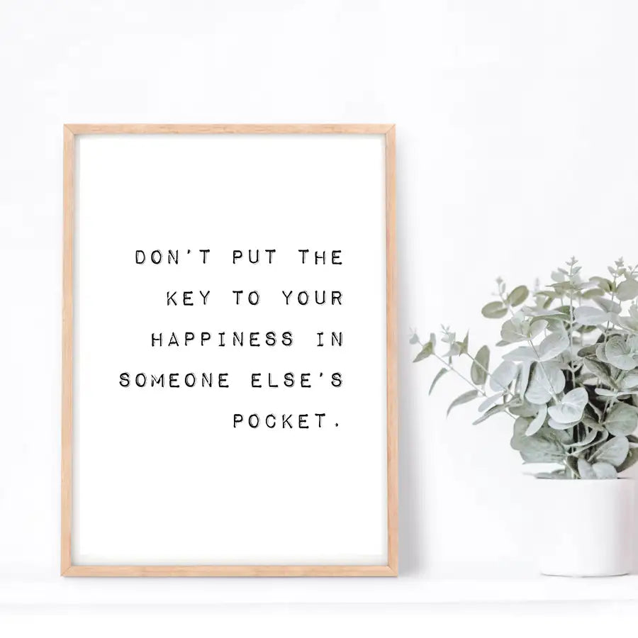 Happiness Quote Print, Positive Thinking Art Print - Wattle Designs