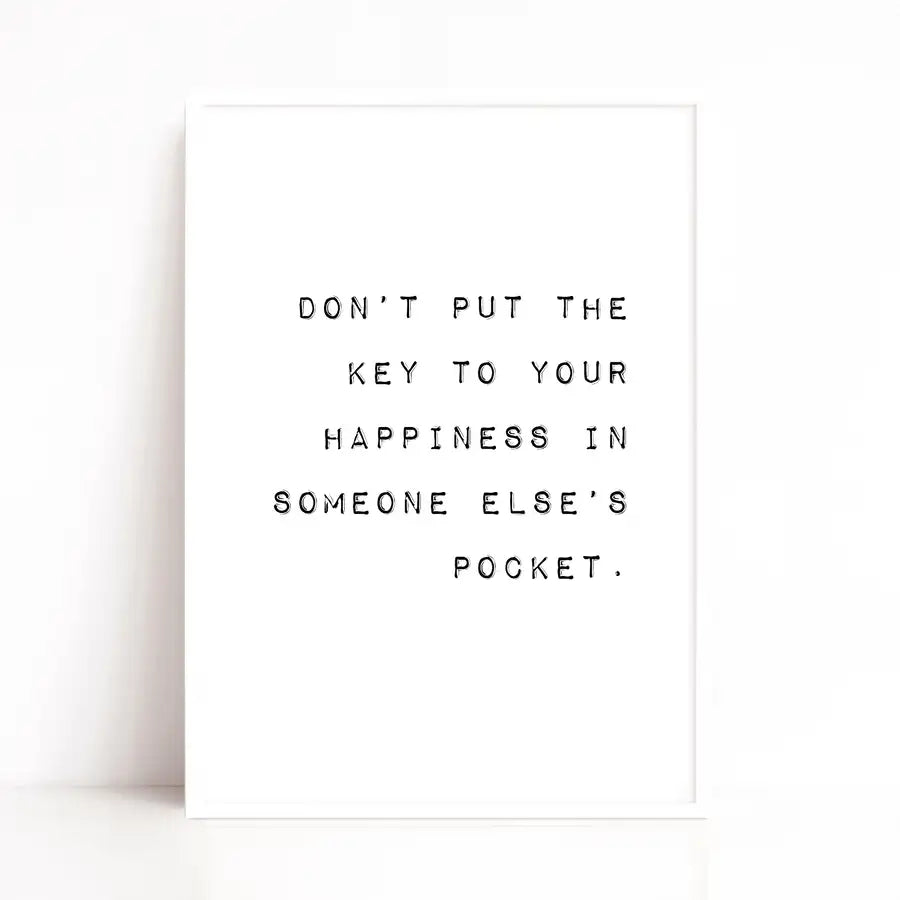 Happiness Quote Print, Positive Thinking Art Print - Wattle Designs
