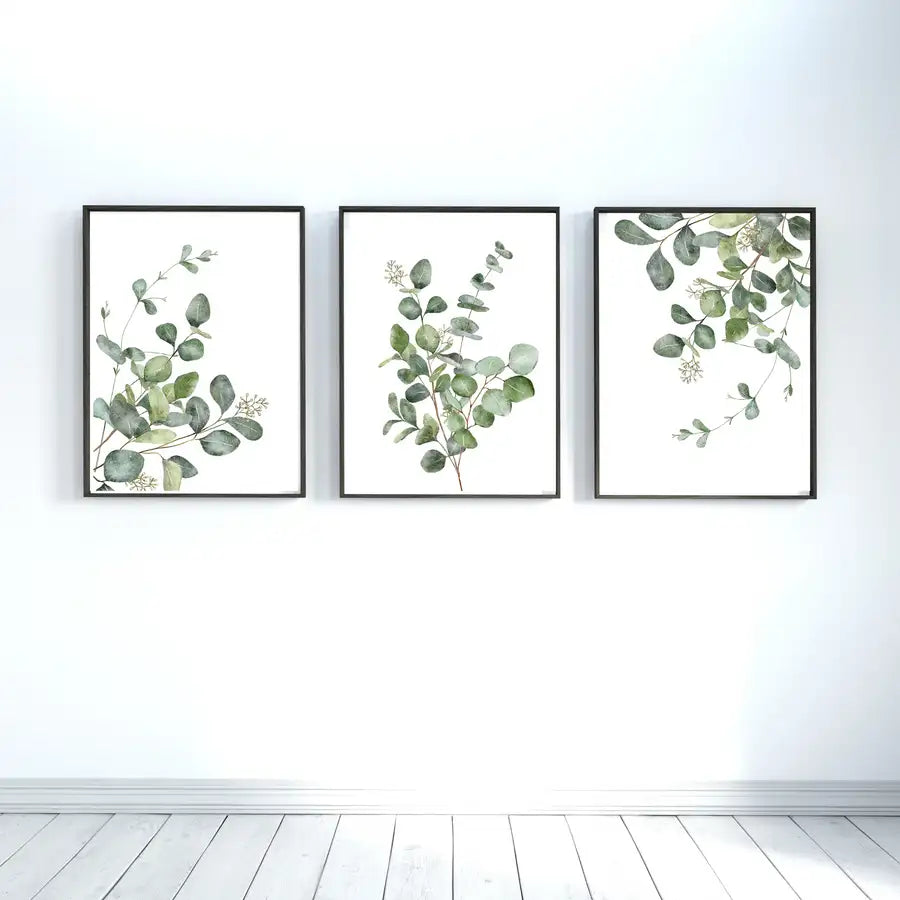 set of 3 green watercolour prints