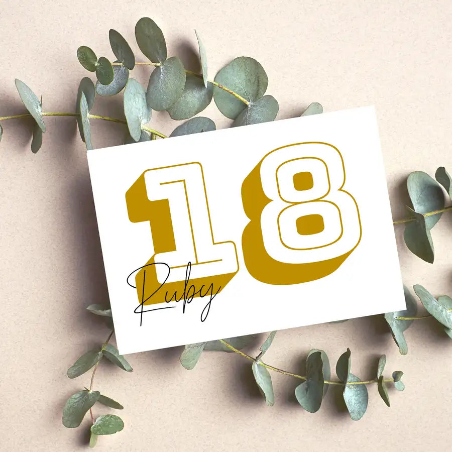 Personalised Age Birthday Greetings Card - Wattle Designs