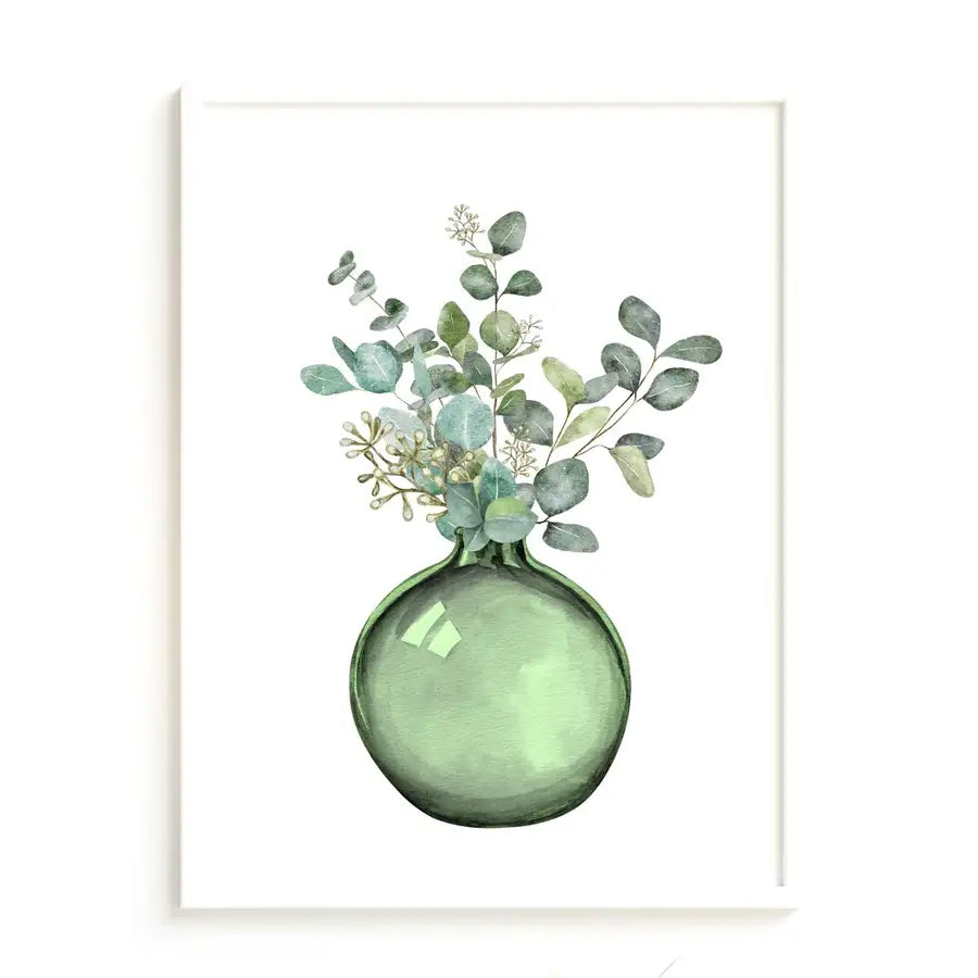 Green Eucalyptus Leaf Bouquet Art Print