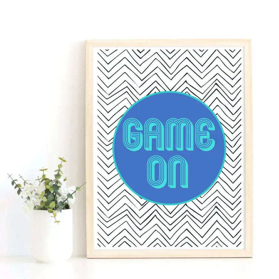 Game On Quote Print, Games Room Art Print