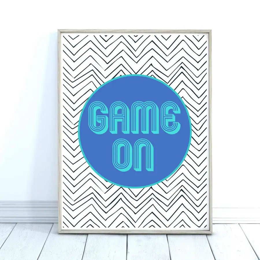 Game On Quote Print, Games Room Art Print - Wattle Designs