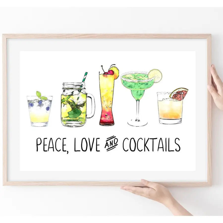 peace love and cocktails quote print