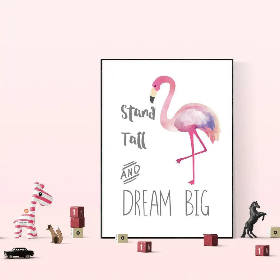 Flamingo Art Print, Stand Tall Quote - Wattle Designs