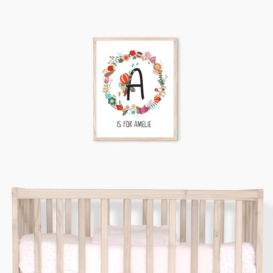 Personalised Baby Name Print, Initial Letter Name Print - Wattle Designs