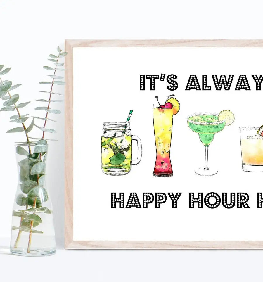 Happy Hour Cocktail Art Print - Wattle Designs