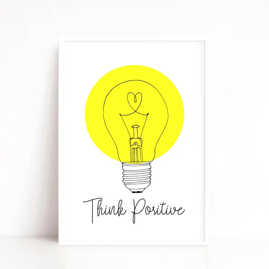 think positive lightbulb print